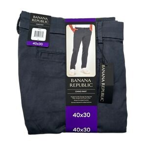 Banana Republic Chino Pants Mens‎ 40x30 Grey Straight Fit Stretch NEW